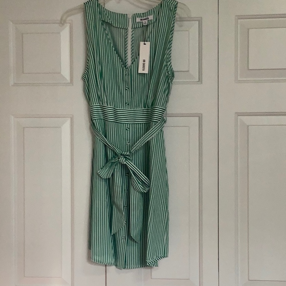 NWT BB Dakota Green and white striped summer dress.